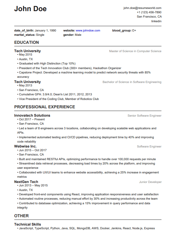 ModernMinimalist resume template